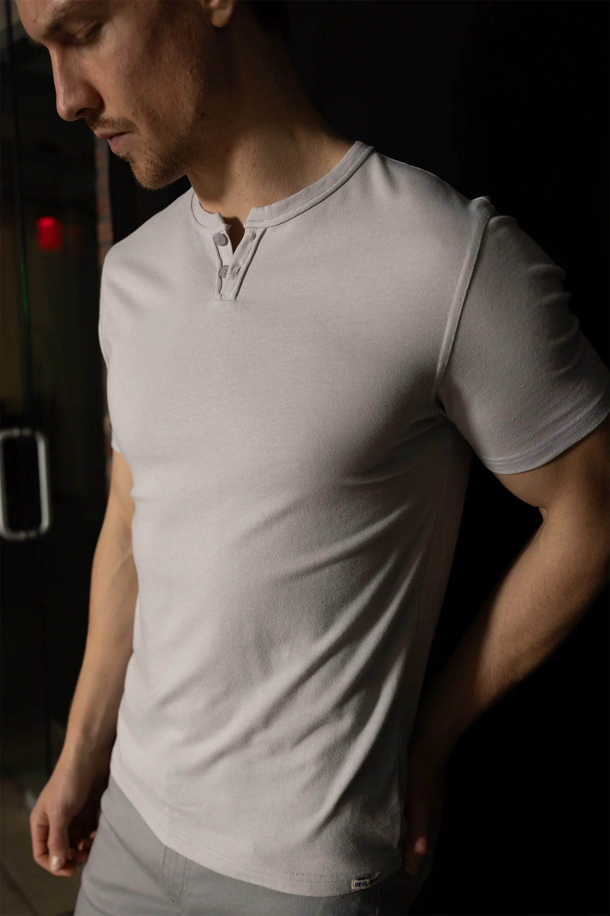 Short Sleeve Vintage Henley - Quiet Gray - Image 2