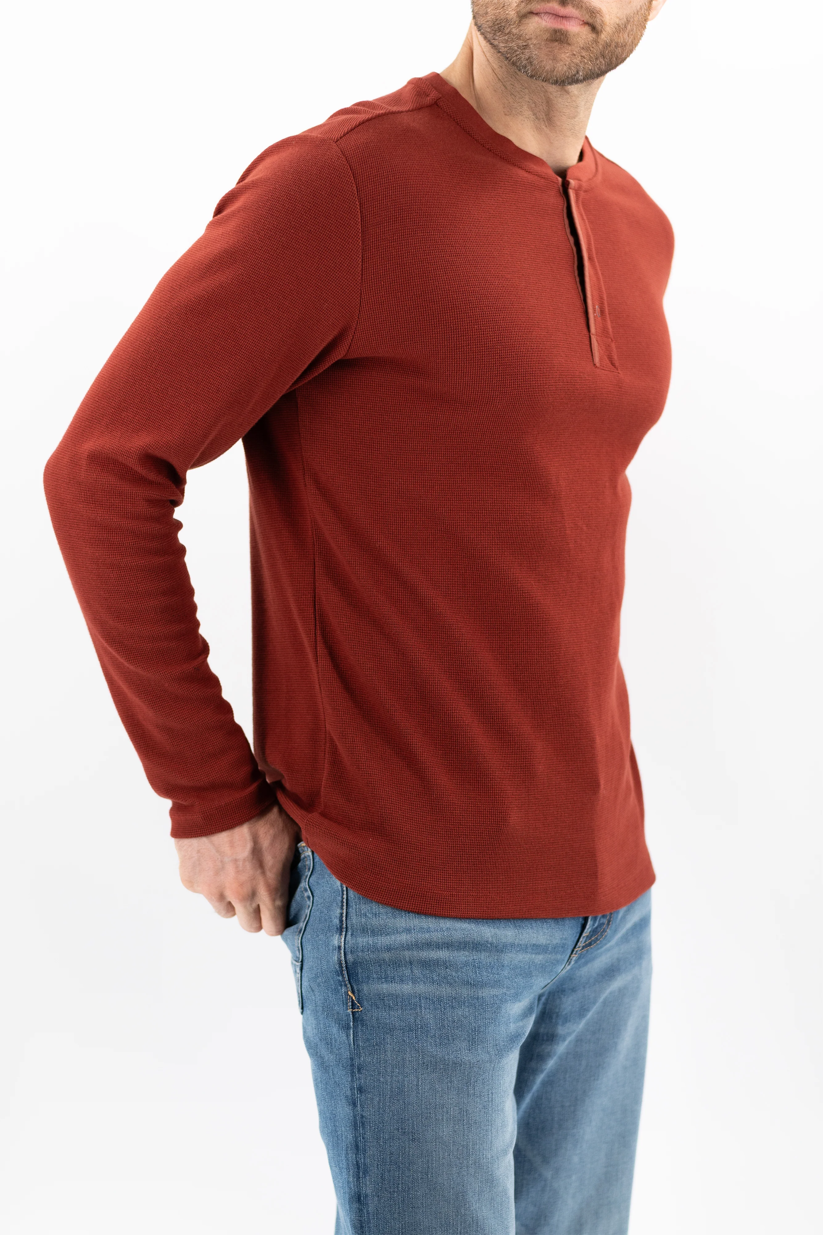 Waffle Henley - Fired Brick - Image 3